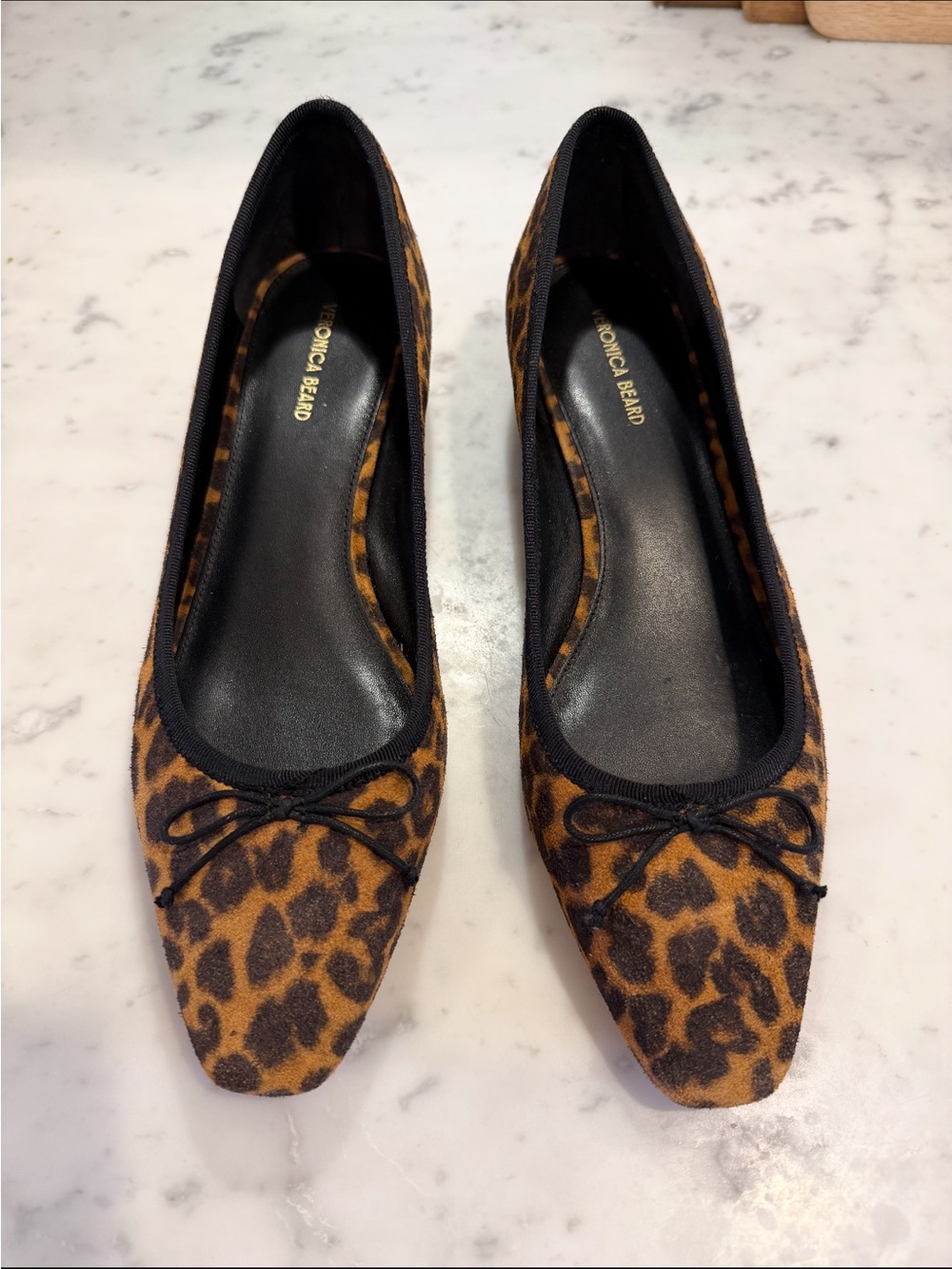 Veronica Beard Leopard-Print Pointed Toe Ballet Flats - Black & Brown